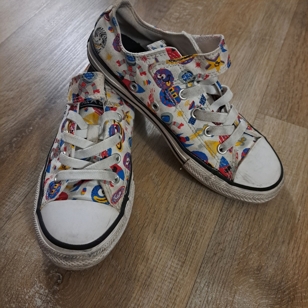Converse All Star Chuck Taylor White Red Blue Colorful Kids Sneakers Size 2